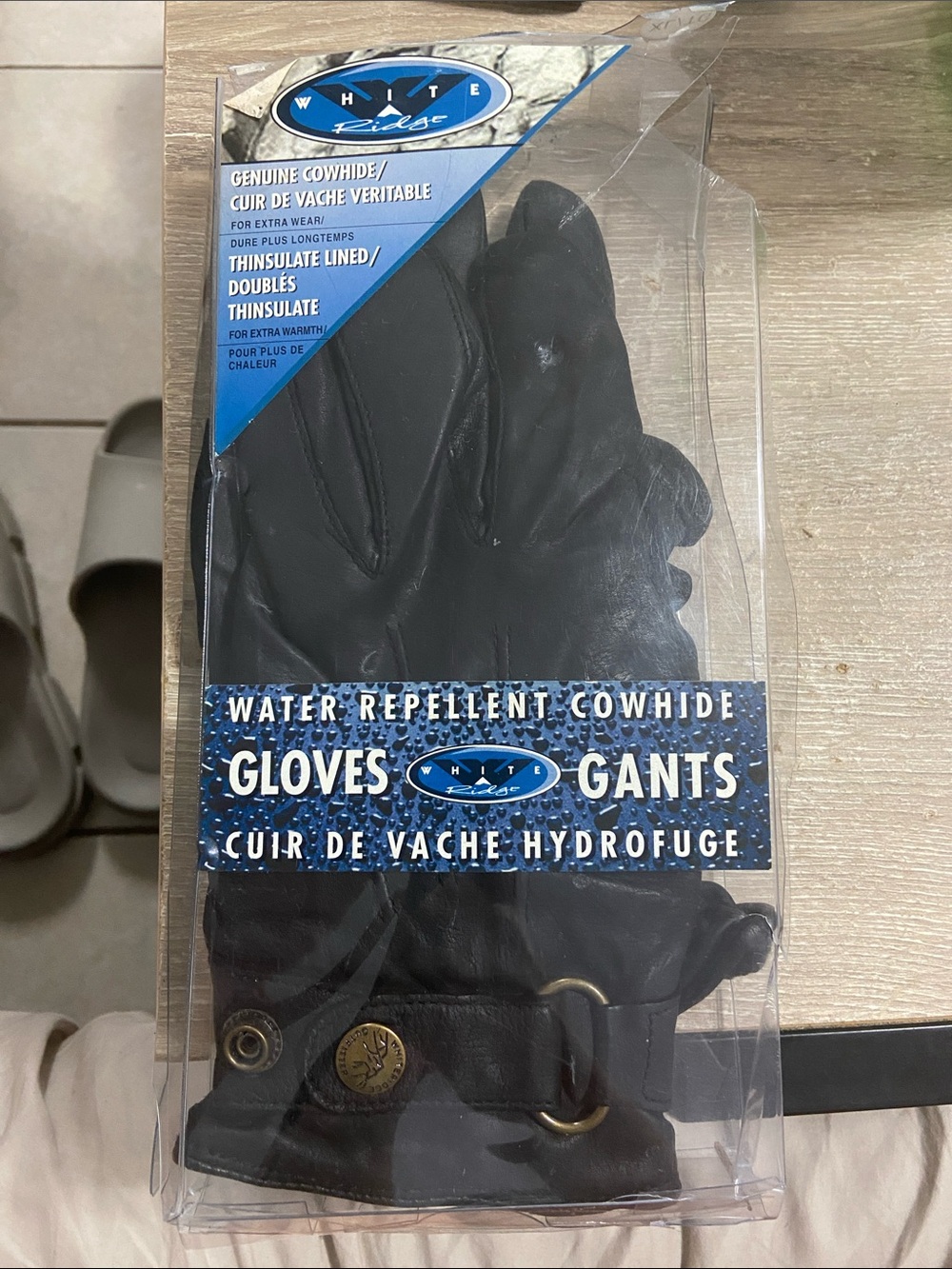 Men's Black Water-Repellent Cowhide Gloves